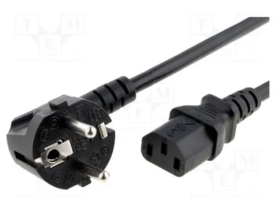 Immagine prodotto di 1 cavo con connettore angolato CEE 7/7 (E/F), connettore femmina IEC C13 per alimentazione computer