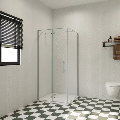 Produktbild von 90x80cm 185cm 6mm Duschkabine Eckdusche Falttür Duschtür Eckeinstieg Nano Glas Glastür