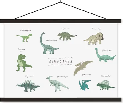 Produktbild von MuchoWow® Textilposter Kinderzimmer - Farben - Dinosaurier - Junge - Mädchen - Kind 120x80 cm mit schwarzem Rahmen - Wanddeko