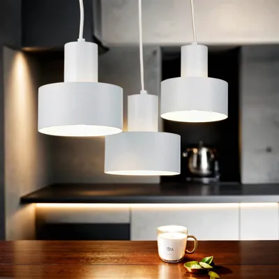 Produktbild von Pendelleuchte Weiß 3-flammig E27 Metall verstellbar Retro Hängelampe Esstisch Esszimmer Wohnzimmer