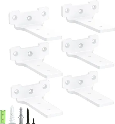 Produktbild von Regalhalterungen für Wandregale, Metall, stabil, Set mit 6 Stück, Weiß, 10 cm