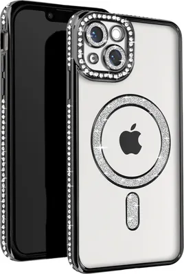Image de Avizar, étui en diamant pour iPhone 13 - protection MagSafe avec bordures en strass, noir