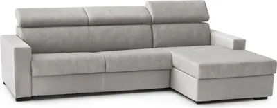 Produktbild von Schlafsofa Daasen, Ecksofa, 100%  Italy, Sofa mit Drehöffnung, mit rechter Containerhalbinsel, mit schmalen Armlehnen, Cm 260x95h85, Grau