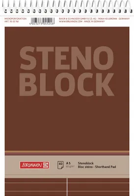Produktbild von BRUNNEN Stenoblock A5 40 Blatt SpiraleMittelline 1055761