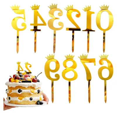 Produktbild von Kuchen-Topper aus Acryl für Cupcakes, Dekoration mit Zahlen für Feiern
