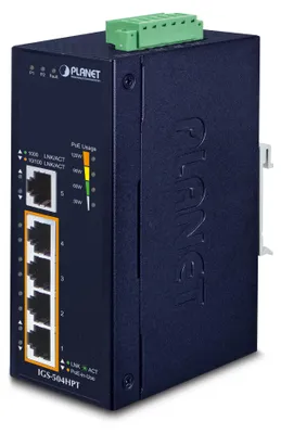 Zdjęcie produktu dla PLANET IGS-504HPT, Nie zarządzany, L2, Gigabit Ethernet (10/100/1000), Pełny dupleks, Obsługa PoE, Montaż naścienny / rzutowanie na sufit