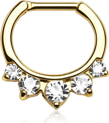 Produktbild von Nasenpiercing Septum Ring Clicker Nasenring Chirurgenstahl Piercing Nase Zirkonia Kristalle gold
