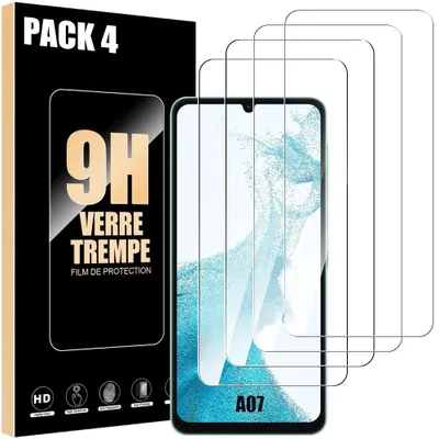 Image de 4 Verre Trempé pour Samsung Galaxy A07, Protection d'écran Anti-Rayures 9H Antichoc Transparent