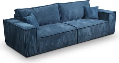 Produktbild von 4-Sitzer Schlafsofa mit Bettkasten Isaac Cord Blau