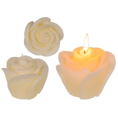 Produktbild von Cremefarbene Kerze, Rose, ca. 11 x 9 cm