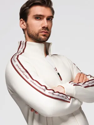 Produktbild von Ombre Clothing Sweatshirt mit Reißverschluss für Männer Qrothu weiß-beige XXL