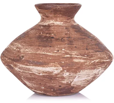 Rustikale Keramikvase, rund, Terrakotta, Wohndekoration
