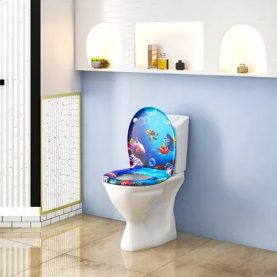 Produktbild von WC-Sitz mit Absenkautomatik und Schnellbefestigung mit Goldfisch-Motiv