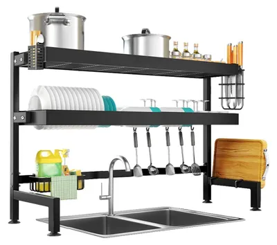 Abtropfgestell über Spüle, 3-stufig, 105 cm, Schwarz