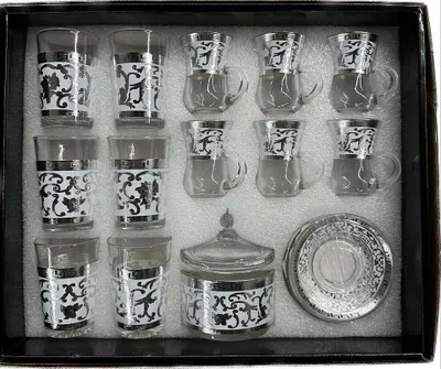 Produktbild von 20 tlg Set aus 12 Gläsern mit Zuckerdose in Silber
