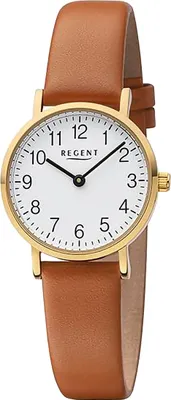 Produktbild von Regent Leder Damen Uhr Armbanduhr Quarz hellbraun Lederarmband D2URF1304