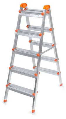 Productafbeelding van Evila Originals, traphek van 100% staal, grijs-oranje, 44,5 x 80 x 119 cm | 120 kg