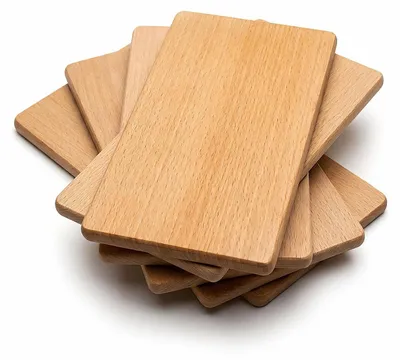 Image de Lot de 5 plateaux de petit-déjeuner - Bois de hêtre, dimensions 22 x 12 x 1 cm