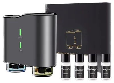 Produktbild von Premium Auto Duftdiffuser Hotel Duft, elektrischer Lufterfrischer mit 4 Duftölen, USB-C, 3 Modi, leise, Aluminium Design für Luxus Auto Innenraum