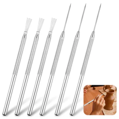 6-teiliges Modellierwerkzeug-Set für Ton, Nadeln, 15 cm + 13,5 cm