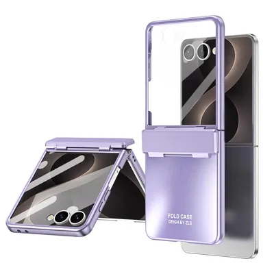 Image de Coque pour Samsung Galaxy Z Flip 8, en polycarbonate dur avec revêtement électrolytique, de couleur violette, avec protection de la charnière