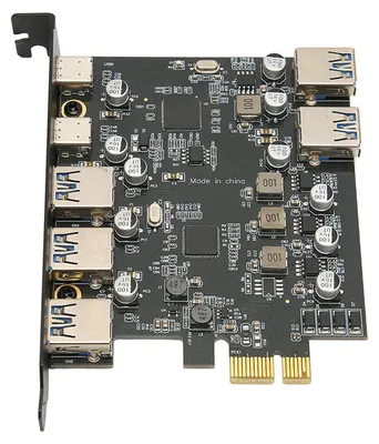 Image de Carte d'extension PCI-E vers USB à 7 ports, carte PCI-Express USB 5 Gbps avec 2 ports USB 3.0 à l'arrière, compatible Windows XP, OS X et Linux