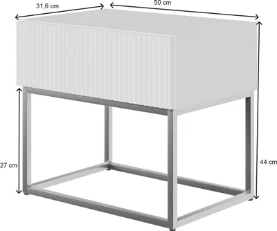 Image de Selsey VELDIO - Table de nuit avec tiroir, Gris Beige Taupe avec structure en métal doré, 50 cm