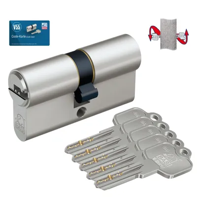 Zdjęcie produktu dla BASI – V55 – podwójny cylinder profilowy – 40/60 mm – z różnymi kluczami – funkcja awaryjna i bezpieczeństwa