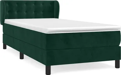 Produktbild von vidaXL Boxspringbett mit Matratze Dunkelgrün 100x200 cm Samt