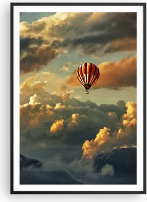 Produktbild von Gerahmtes Poster - Schwarzer Rahmen - Wolken Ballon Flug - 70x100 cm - Wand Bild - Wanddeko - Wandbilder - Kunstposter - Wandposter - Bilderrahmen - Bilder - Kunstdruck - Wandbild - P2BPA70x100-3791