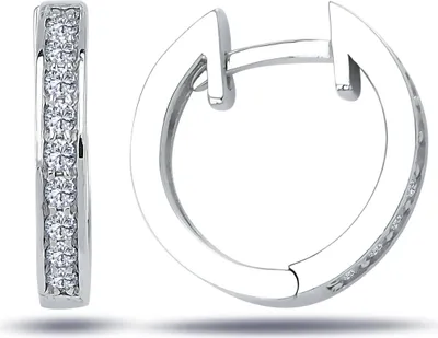 Produktbild von Creolen Diamant Brillant Schliff Ohrringe 14 Karat 585'er Weißgold