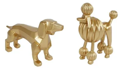 Zdjęcie produktu dla Cozydecor Statua psa z złotego polistyrenu, 12 cm