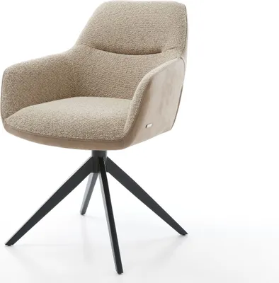 Produktbild von DELIFE Drehstuhl Pejo-Flex Materialmix Schlamm Kreuzgestell breit Schwarz 360° drehbar Taschenfederkern
