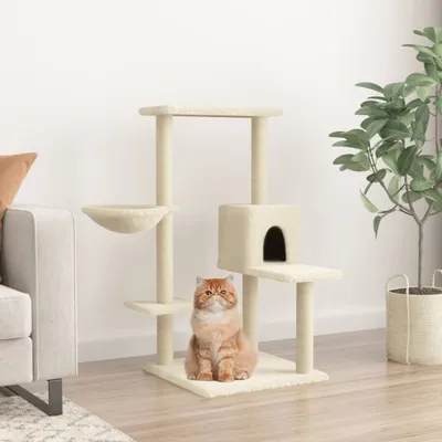 Produktbild von "2026 Promotion" Kratzbaum mit Sisal-Kratzsäulen Creme 95 cm - Kratzbäume CC2013