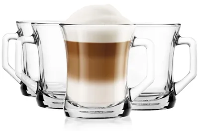 Kaffeeglas mit Henkel 200 ml spülmaschinenfest transparent