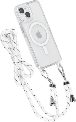 Zdjęcie produktu dla Etui z tylną obudową TUNIQ do iPhone'a 15 – sznurek na szyję – Magsafe – białe
