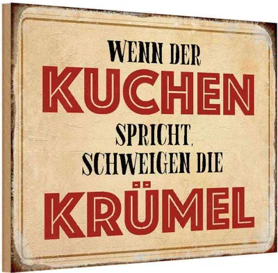 Produktbild von vianmo Holzschild 20x30 cm wenn Kuchen spricht schweigen Küche Kochen