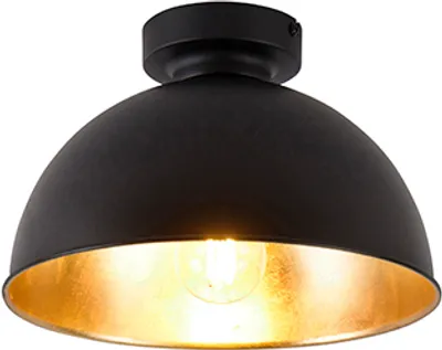 Zdjęcie produktu dla QAZQA - Industry I Vintage I Industry I Vintage I Lampa sufitowa I Lampa sufitowa I Lampa I Lampa czarna ze złotem I Mosiądz 28 cm - Magnax I Salon I Sypialnia - Stal okrągła - LED odpowiedni E27
