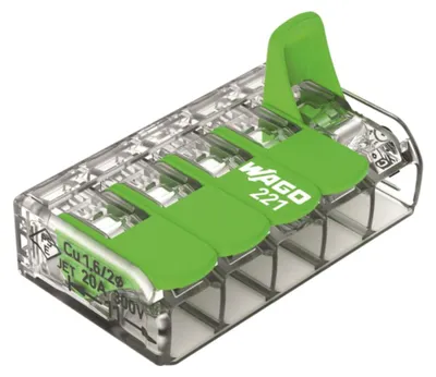 Productafbeelding van WAGO verbindingsklem, Green Range, 5-polig, 4 mm², transparant