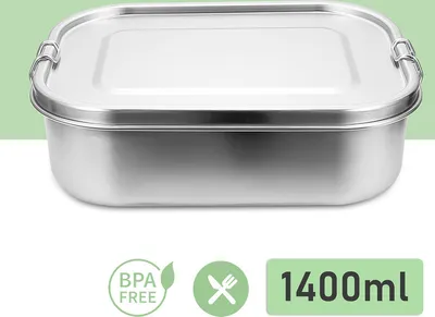 Obrázok produktu pre Jopassy obedový box obedový box z nehrdzavejúcej ocele odolný proti úniku, odnímateľná priehradka, obedové boxy sa ľahko čistia, robustný a bezplastový bento box, 1400 ml