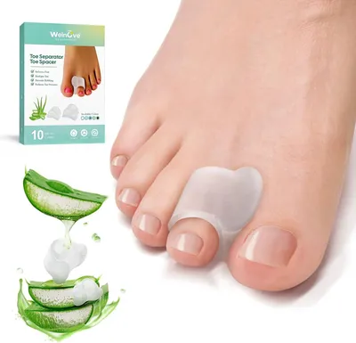 Obrázek produktu pro Silikonové vložky mezi prsty, 10 kusů, 6 velkých + 4 malé, pro korekci deformací nohy