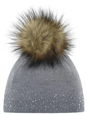 Produktbild von Eisbär Nalin Lux Crystal Mütze für Damen mit Bommel, Größe:Einheitsgröße, Farbe:Hellgrau