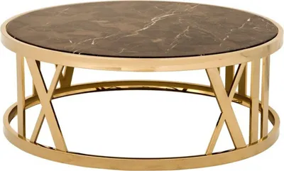 Produktbild von Casa Padrino Luxus Art Deco Couchtisch Rund Gold mit Marmor Platte - Luxus Kollektion