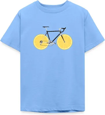 Produktbild von Spreadshirt Fahrrad Zitrone Rennrad Geschenk Zitronenfahrrad Teenager T-Shirt, 134/146 (9-11 Jahre), Himmelblau