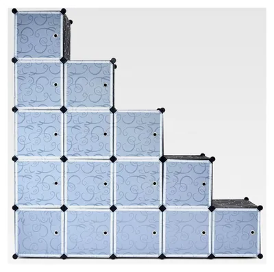 Produktbild von 20 modulare Würfel, DIY Garderobenschrank aus Kunststoff mit Kippsicherung, stapelbares Würfelregal, platzsparendes Bücherregal für Schlafzimmer und Wohnzimmer, Schwarz