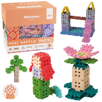 Produktbild von Marioinex Mini Waffle Pastell, Bauklötze-Set, weiche und sichere Bauklötze für Kinder, 300 Teile