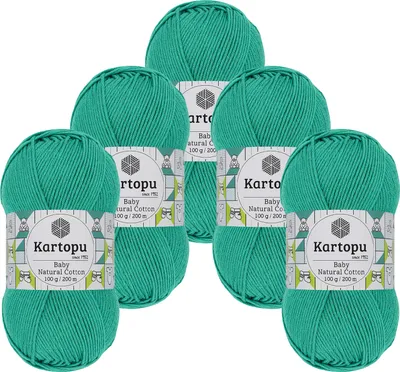 Produktbild von 0,5kg Kartopu Baby Natural Baumwolle Häkelgarn Strickgarn Acryl-Baumwolle Farbwahl, Farbe:K418 seegrün