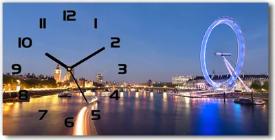 Produktbild von Wanduhr aus Glas – 60x30 cm - Glasbild - Glasuhr - Gehärtetes Glas - schwarze-zeiger - London Eye London
