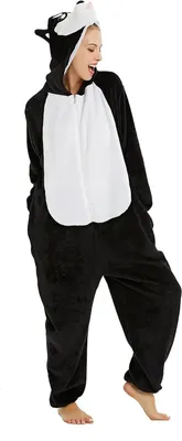 Productafbeelding van Kigurumi pyjama voor volwassenen, onesie, overall, hond, husky, zwart-wit, maat S