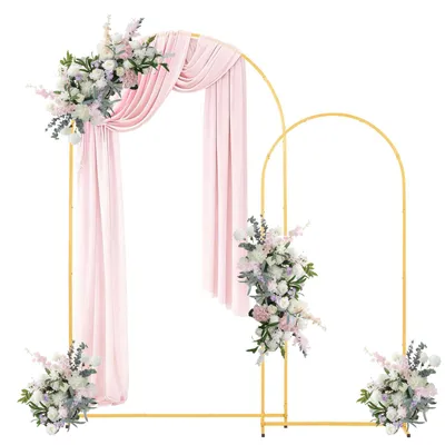 Immagine prodotto di Arco nuziale in metallo VEVOR, set da 2 pezzi (2,2 m e 1,8 m), supporto per sfondo, arco con palloncini color oro per matrimoni, feste di compleanno, feste di laurea, feste e decorazioni per cerimonie